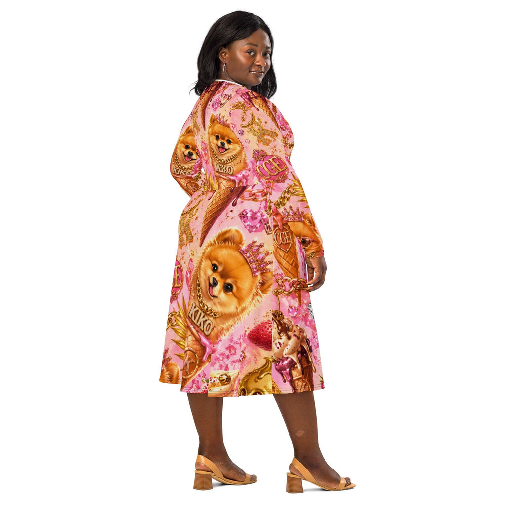 CGE Kiko Glam Kleid lang – Luxus Damenkleid Pink Gold Designer Style - CGE Teddy Couture