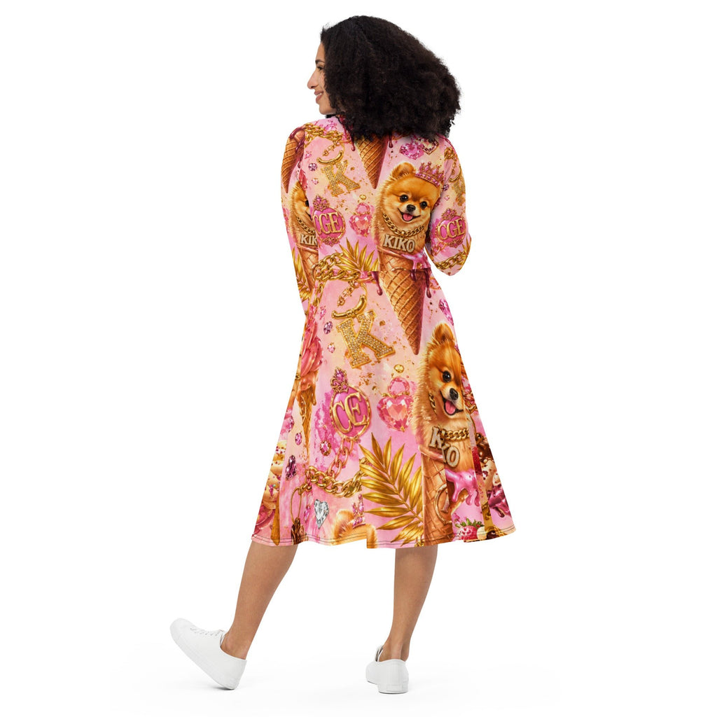 CGE Kiko Glam Kleid lang – Luxus Damenkleid Pink Gold Designer Style - CGE Teddy Couture