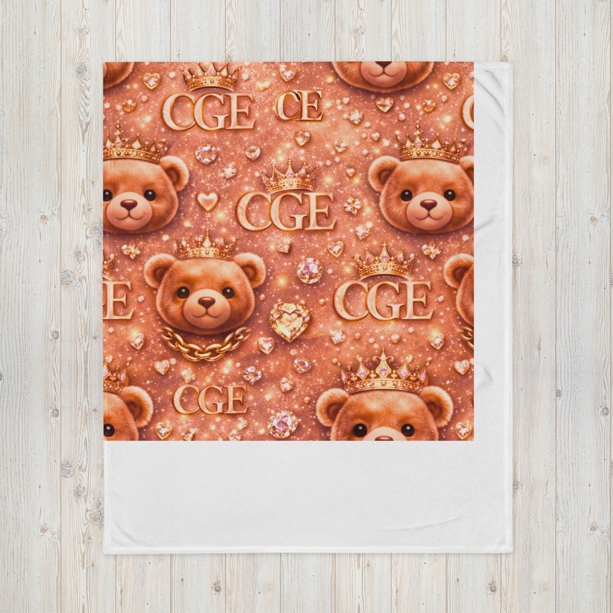 CGE Royal Teddy Decke – Luxus Baby & Kinder Designer Kuscheldecke Roségold Glam - CGE Teddy Couture