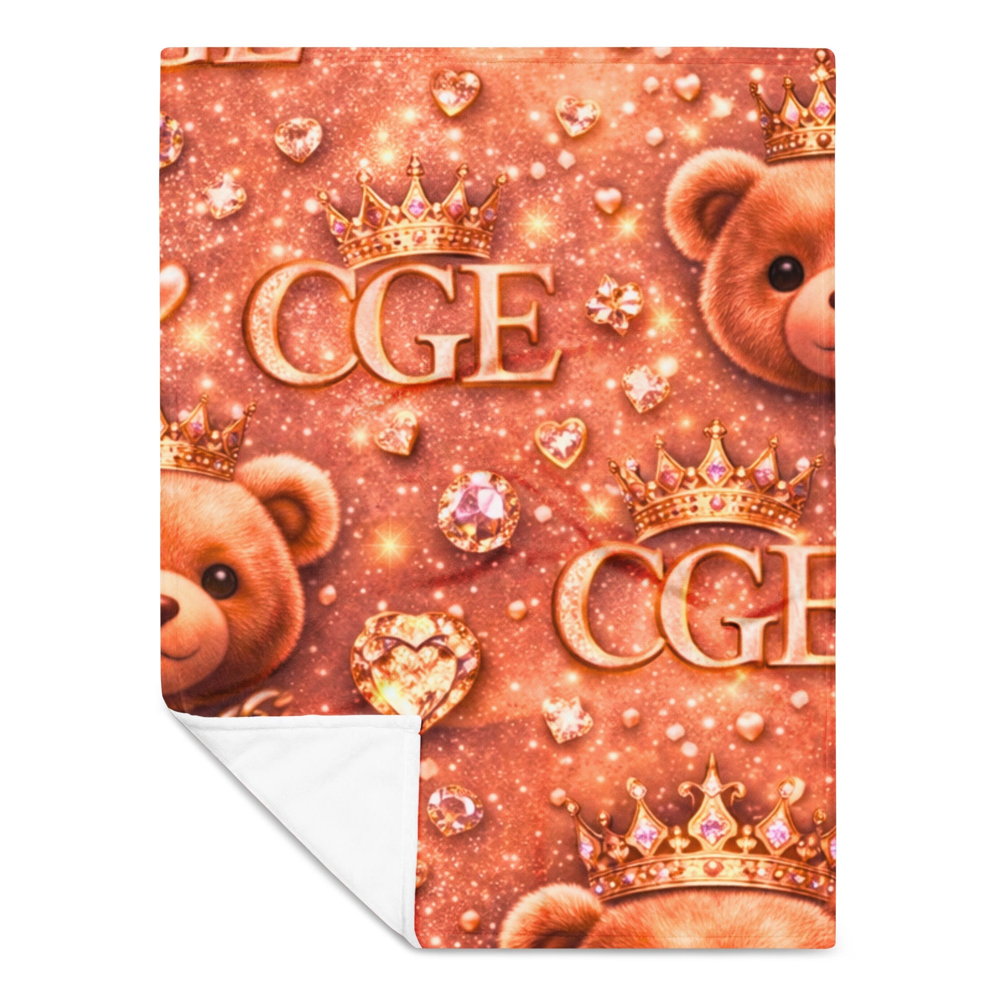 CGE Royal Teddy Decke – Luxus Baby & Kinder Designer Kuscheldecke Roségold Glam - CGE Teddy Couture