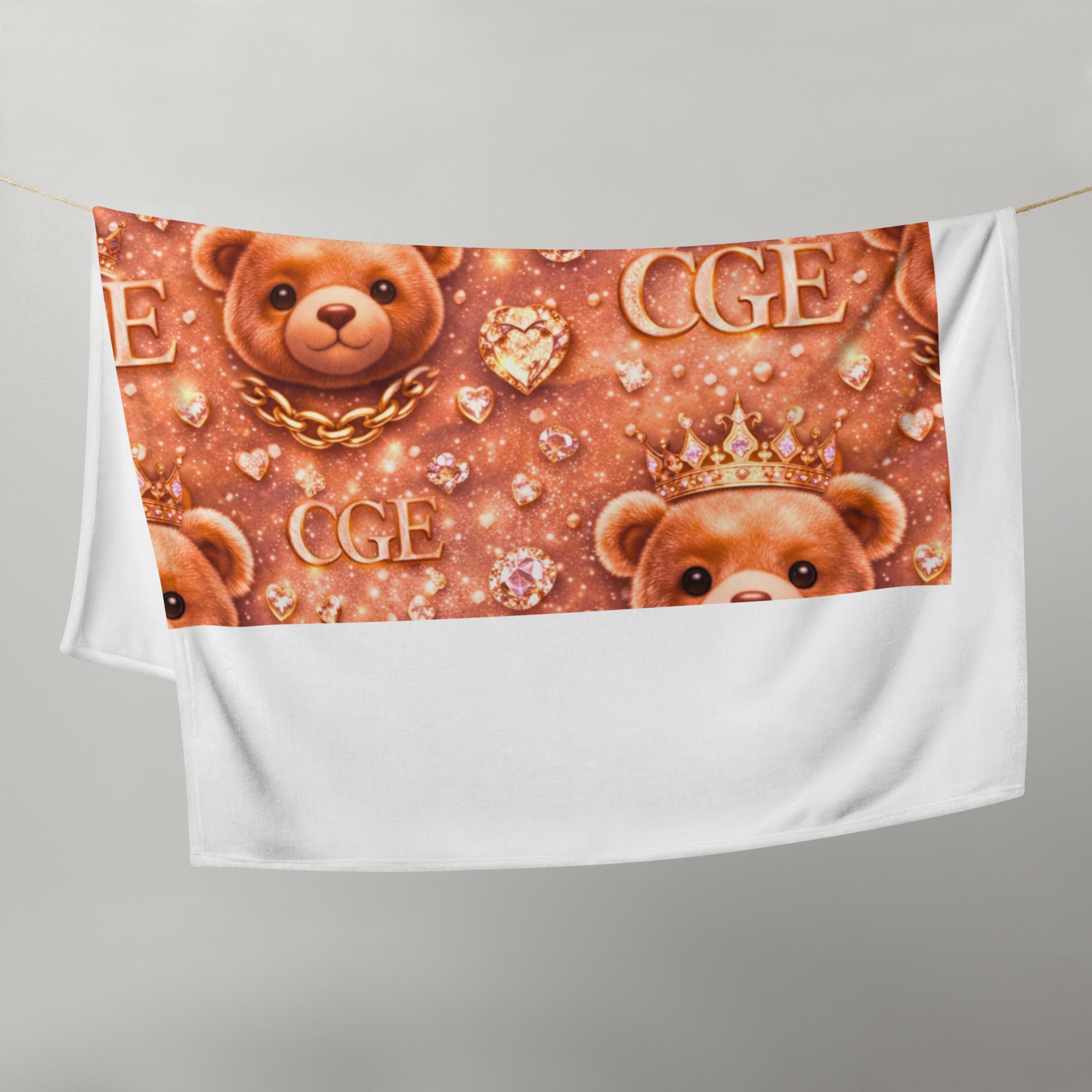 CGE Royal Teddy Decke – Luxus Baby & Kinder Designer Kuscheldecke Roségold Glam - CGE Teddy Couture