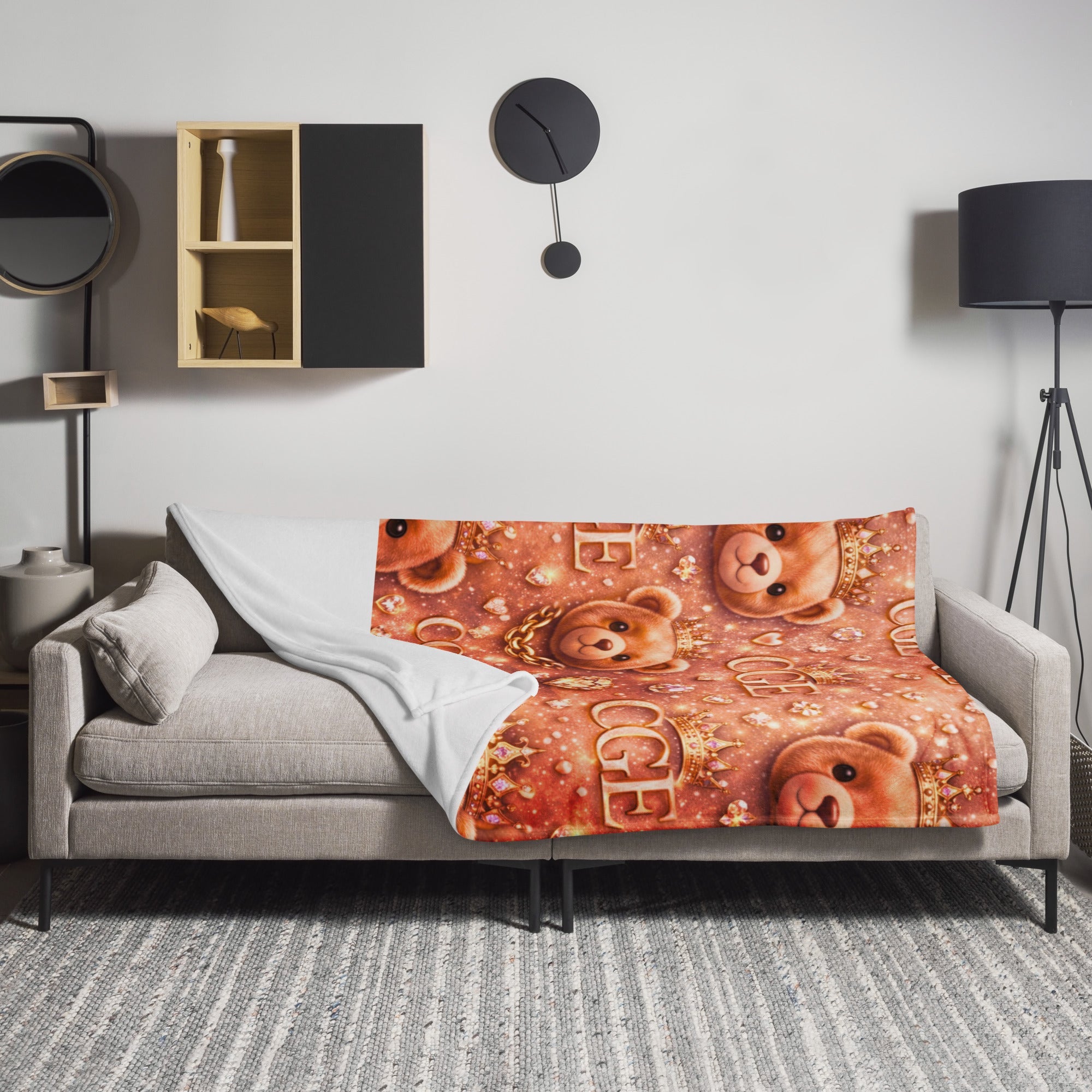 CGE Royal Teddy Decke – Luxus Baby & Kinder Designer Kuscheldecke Roségold Glam - CGE Teddy Couture