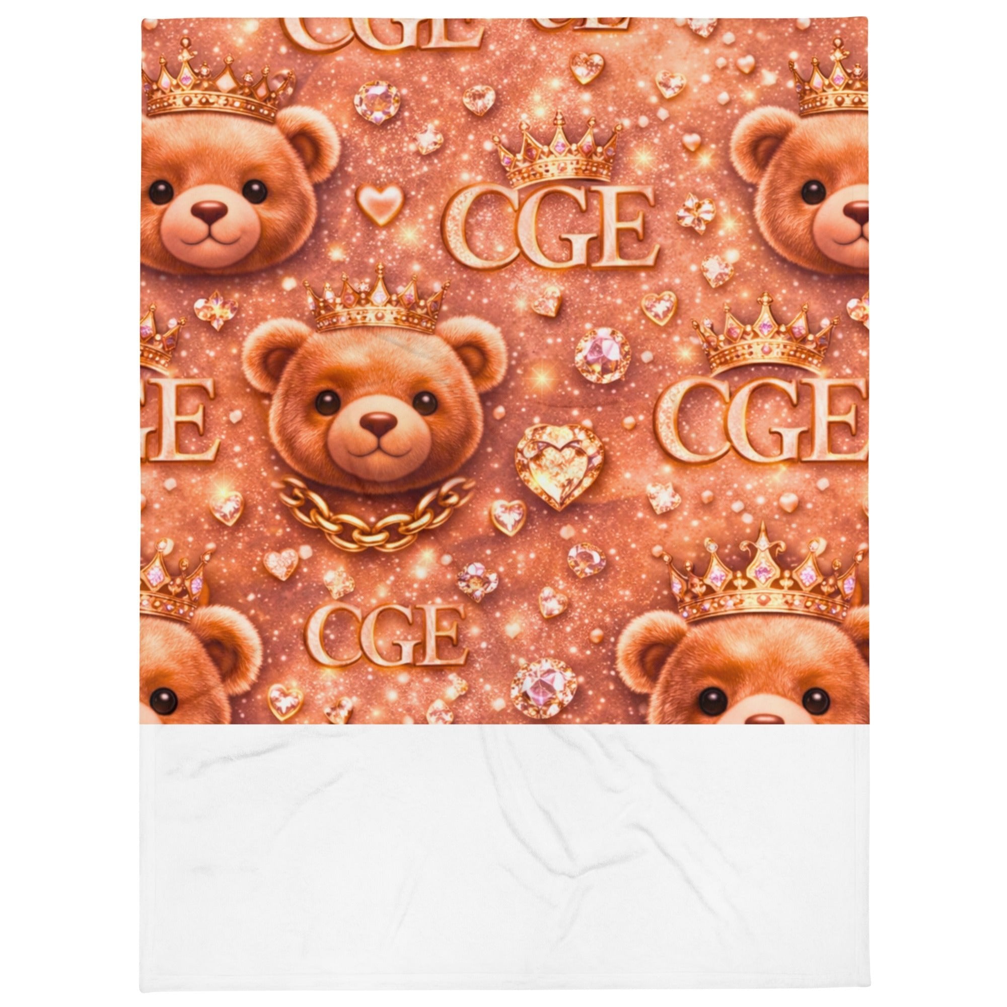 CGE Royal Teddy Decke – Luxus Baby & Kinder Designer Kuscheldecke Roségold Glam - CGE Teddy Couture