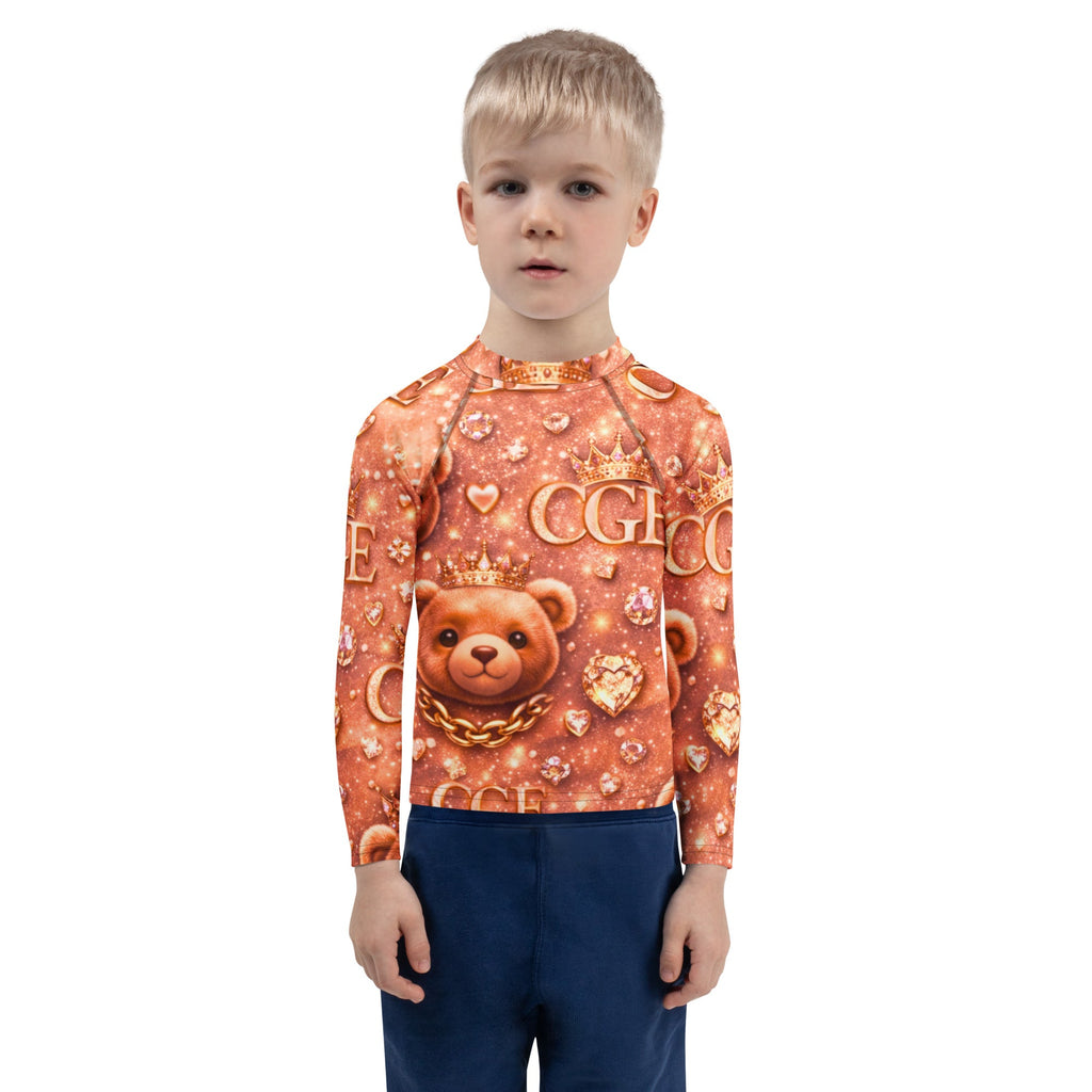 CGE Royal Teddy Shirt – Luxus Kinder Designer Langarmshirt Roségold - CGE Teddy Couture