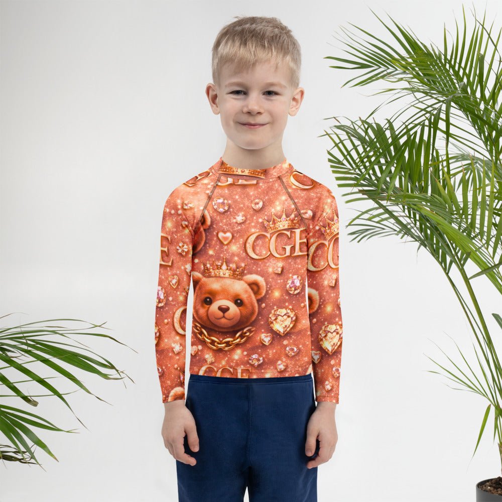 CGE Royal Teddy Shirt – Luxus Kinder Designer Langarmshirt Roségold - CGE Teddy Couture