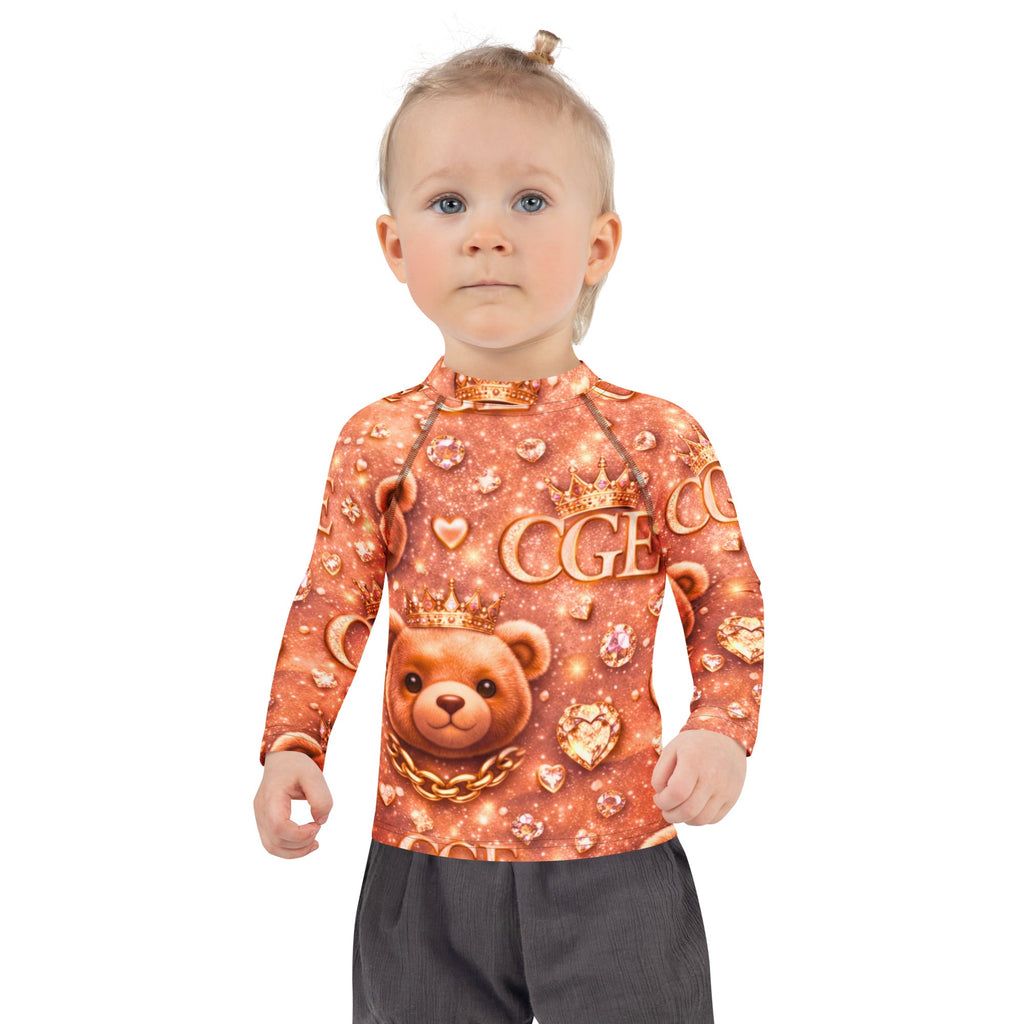 CGE Royal Teddy Shirt – Luxus Kinder Designer Langarmshirt Roségold - CGE Teddy Couture
