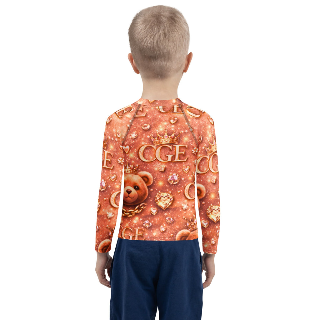 CGE Royal Teddy Shirt – Luxus Kinder Designer Langarmshirt Roségold - CGE Teddy Couture