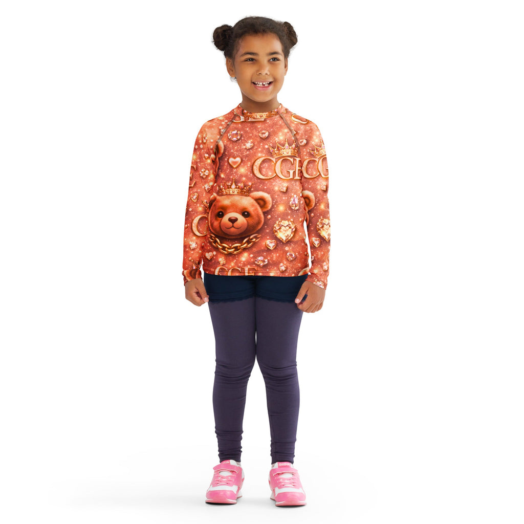 CGE Royal Teddy Shirt – Luxus Kinder Designer Langarmshirt Roségold - CGE Teddy Couture