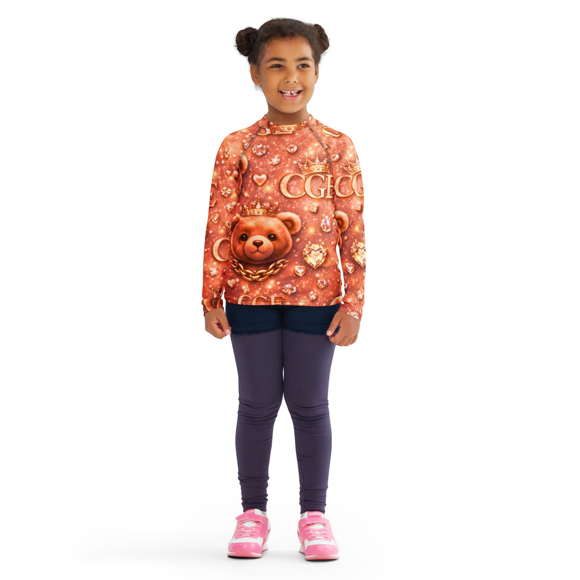 CGE Royal Teddy Shirt – Luxus Kinder Designer Langarmshirt Roségold - CGE Teddy Couture