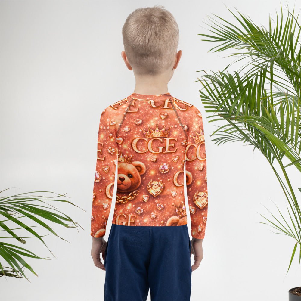 CGE Royal Teddy Shirt – Luxus Kinder Designer Langarmshirt Roségold - CGE Teddy Couture