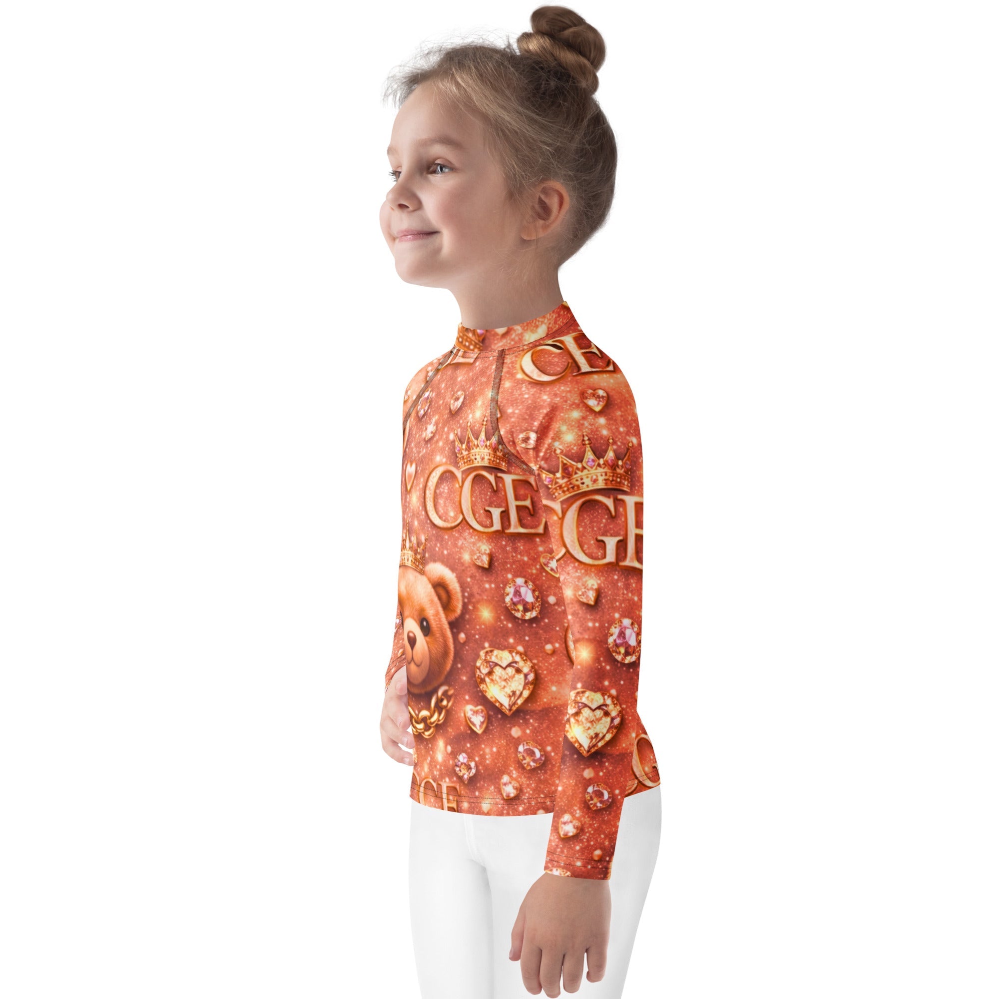 CGE Royal Teddy Shirt – Luxus Kinder Designer Langarmshirt Roségold - CGE Teddy Couture