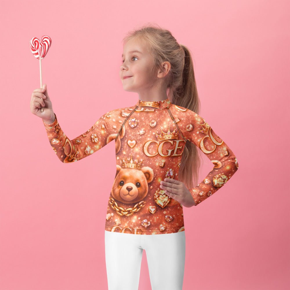 CGE Royal Teddy Shirt – Luxus Kinder Designer Langarmshirt Roségold - CGE Teddy Couture
