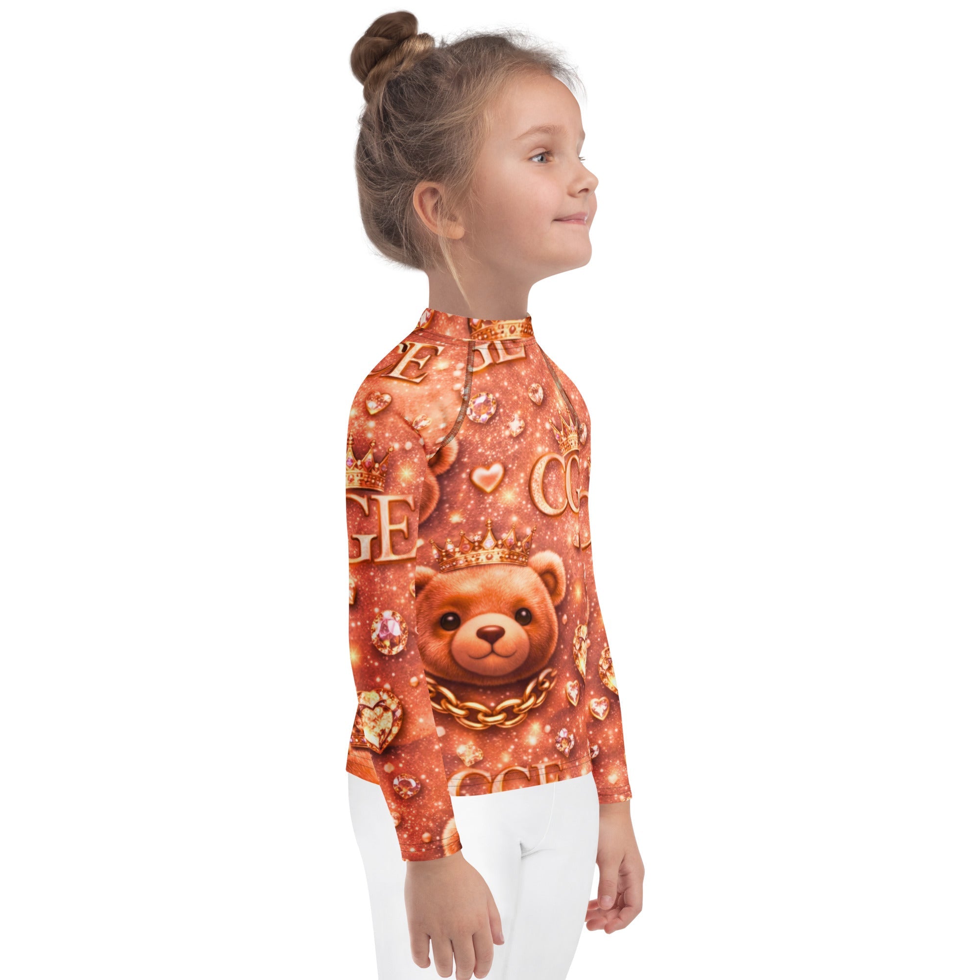 CGE Royal Teddy Shirt – Luxus Kinder Designer Langarmshirt Roségold - CGE Teddy Couture