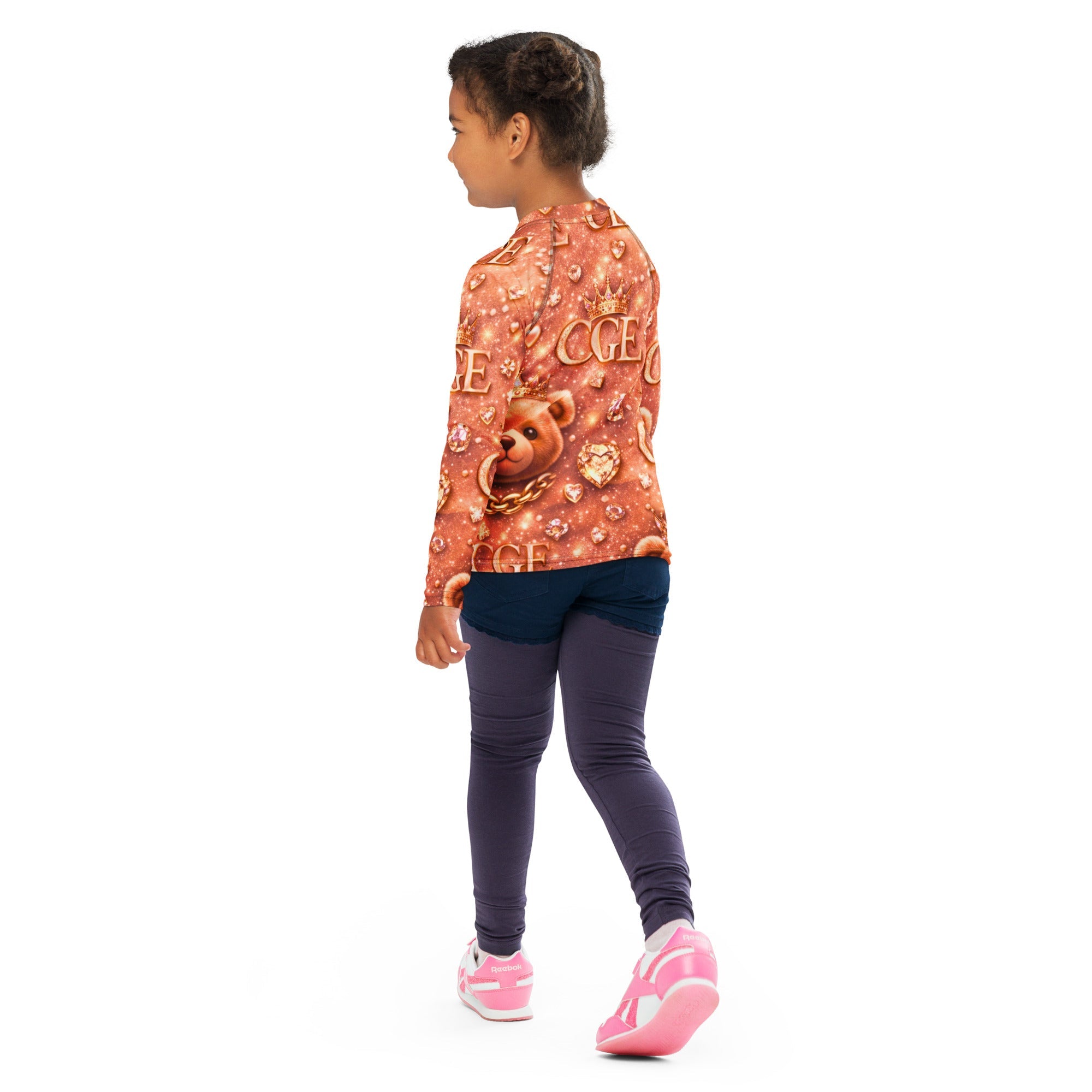 CGE Royal Teddy Shirt – Luxus Kinder Designer Langarmshirt Roségold - CGE Teddy Couture