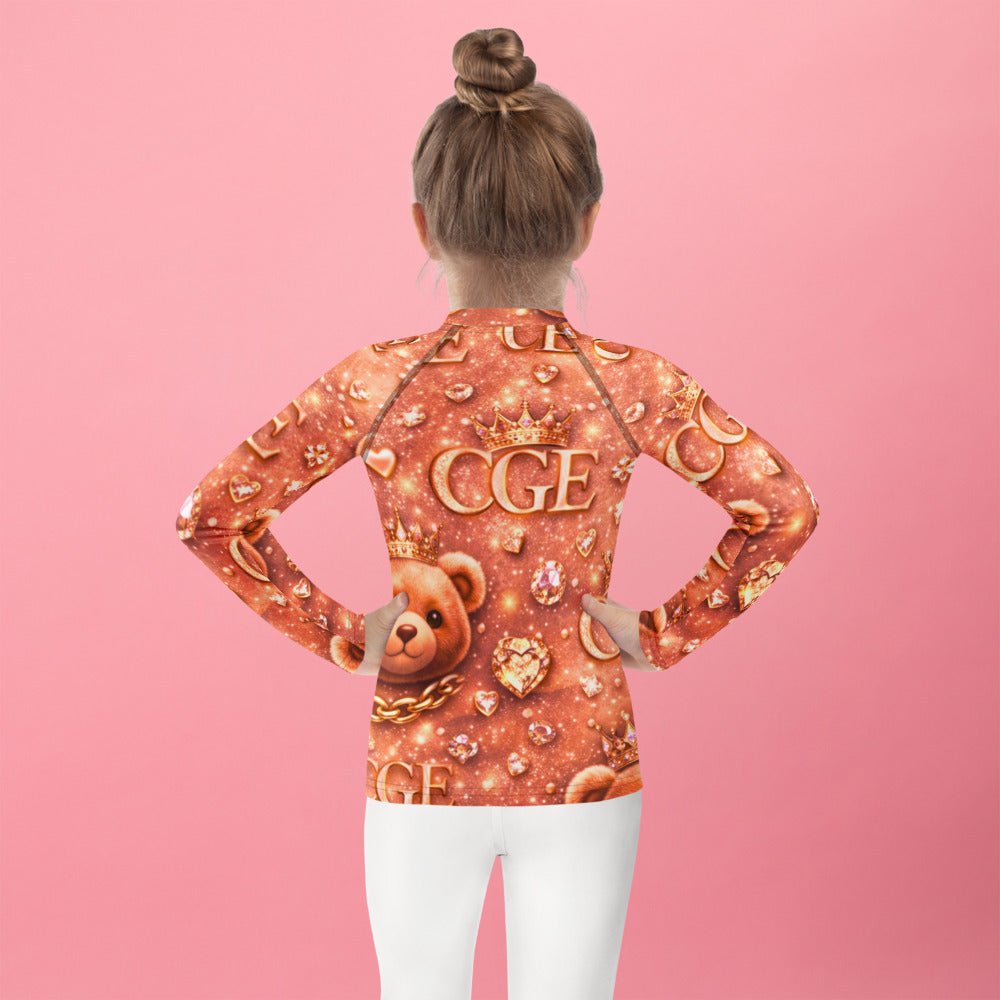 CGE Royal Teddy Shirt – Luxus Kinder Designer Langarmshirt Roségold - CGE Teddy Couture