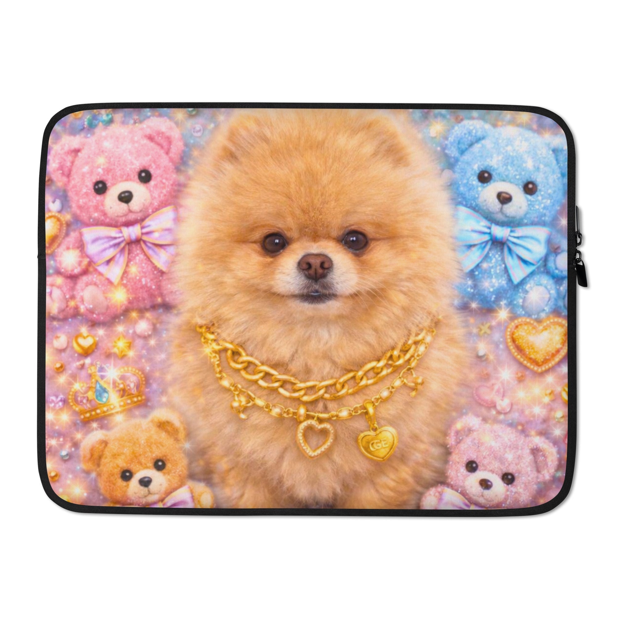 CGE Teddy Glam Laptop Sleeve – Pomeranian & Teddy Luxury Design - CGE Teddy Couture