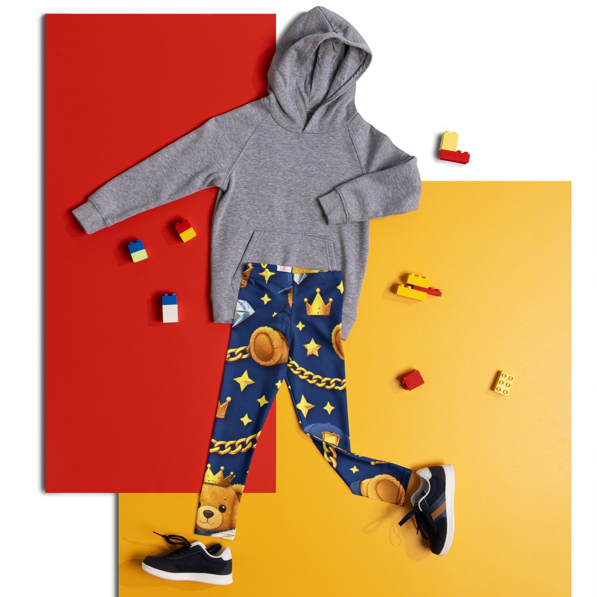 CGE Teddy Prince Kinder Leggings – Baby & Kinder Designer Leggings Blau Gold - CGE Teddy Couture