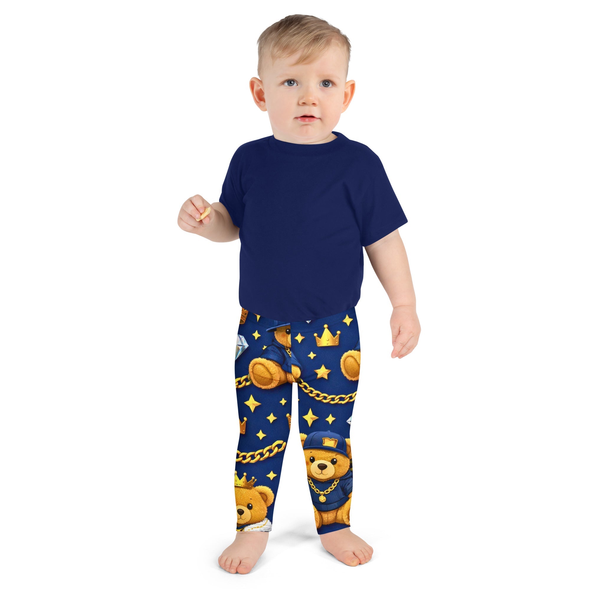 CGE Teddy Prince Kinder Leggings – Baby & Kinder Designer Leggings Blau Gold - CGE Teddy Couture