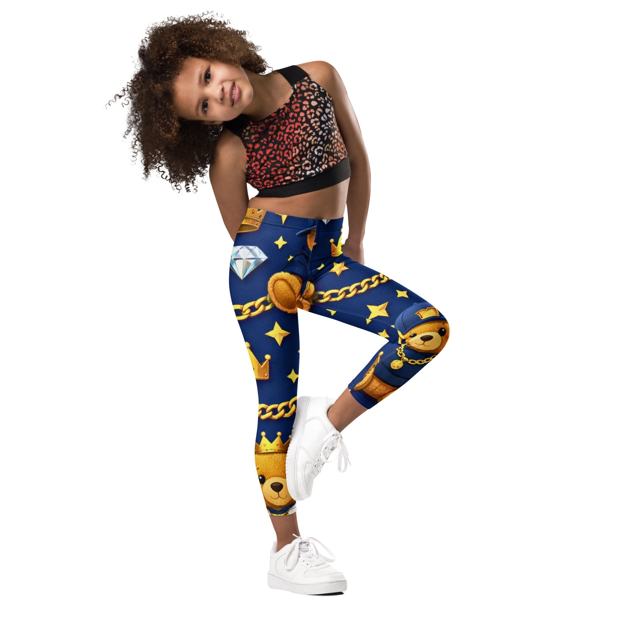 CGE Teddy Prince Kinder Leggings – Baby & Kinder Designer Leggings Blau Gold - CGE Teddy Couture