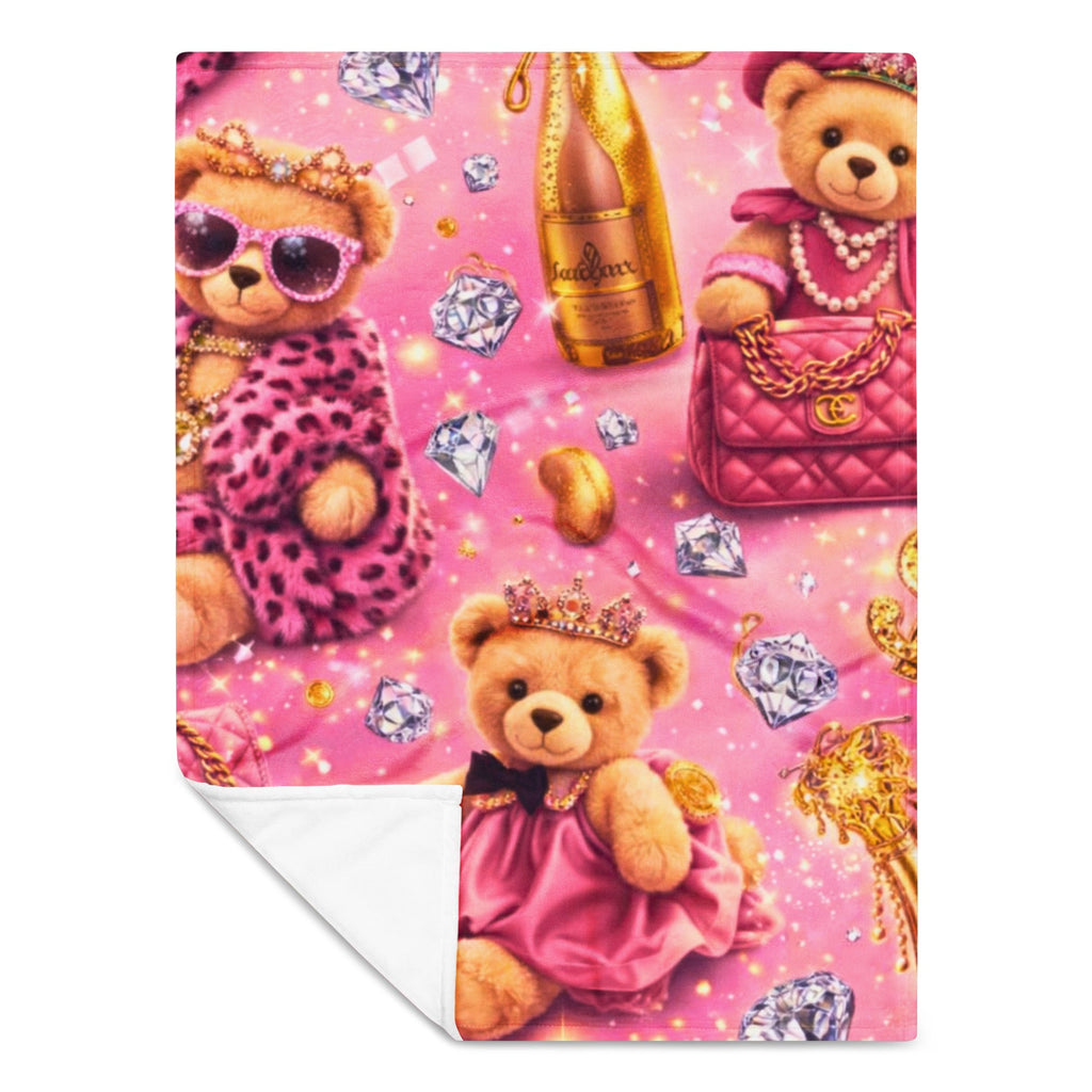 CGE Teddy Princess Decke – Luxus Baby & Kinder Designer Kuscheldecke Pink Gold - CGE Teddy Couture