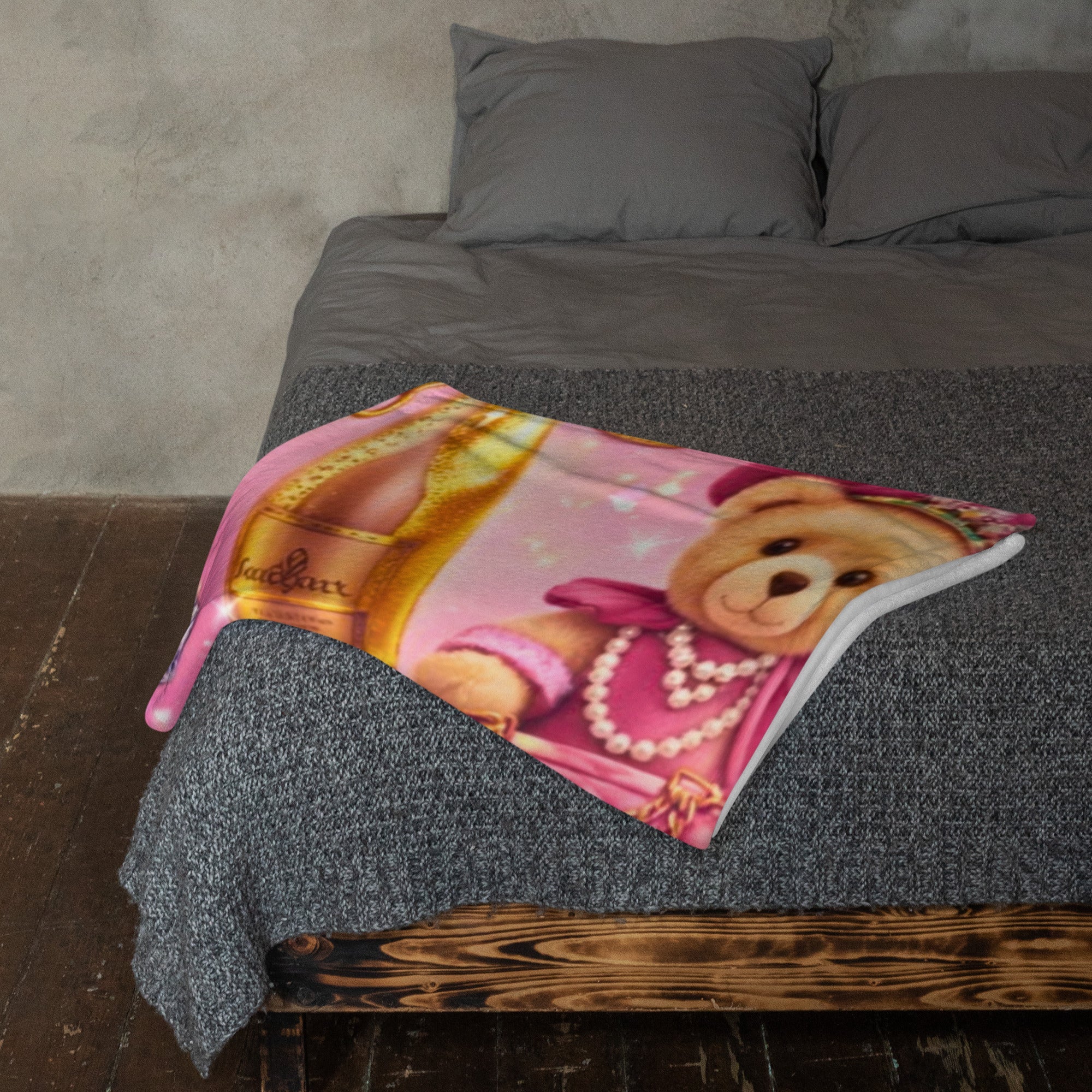 CGE Teddy Princess Decke – Luxus Baby & Kinder Designer Kuscheldecke Pink Gold - CGE Teddy Couture