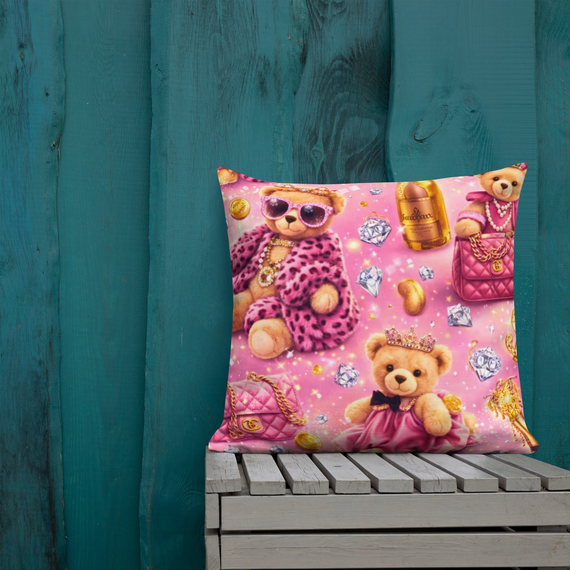 CGE Teddy Princess Kissen – Luxus Baby & Kinder Designer Kissen Pink Gold - CGE Teddy Couture