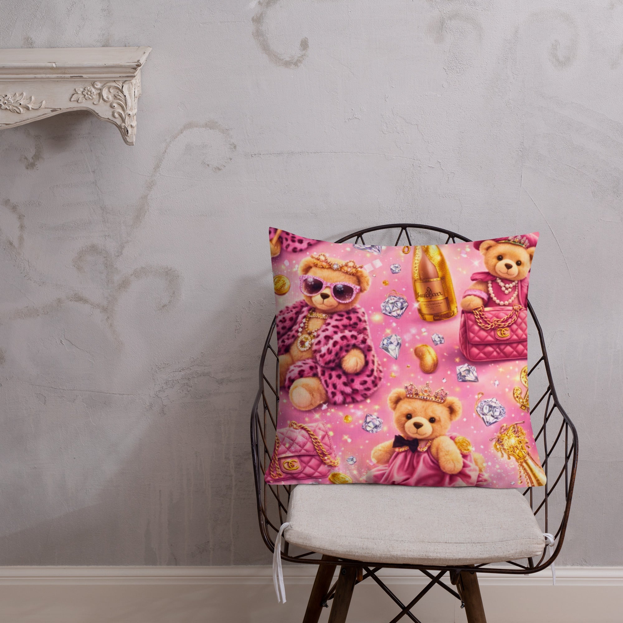 CGE Teddy Princess Kissen – Luxus Baby & Kinder Designer Kissen Pink Gold - CGE Teddy Couture