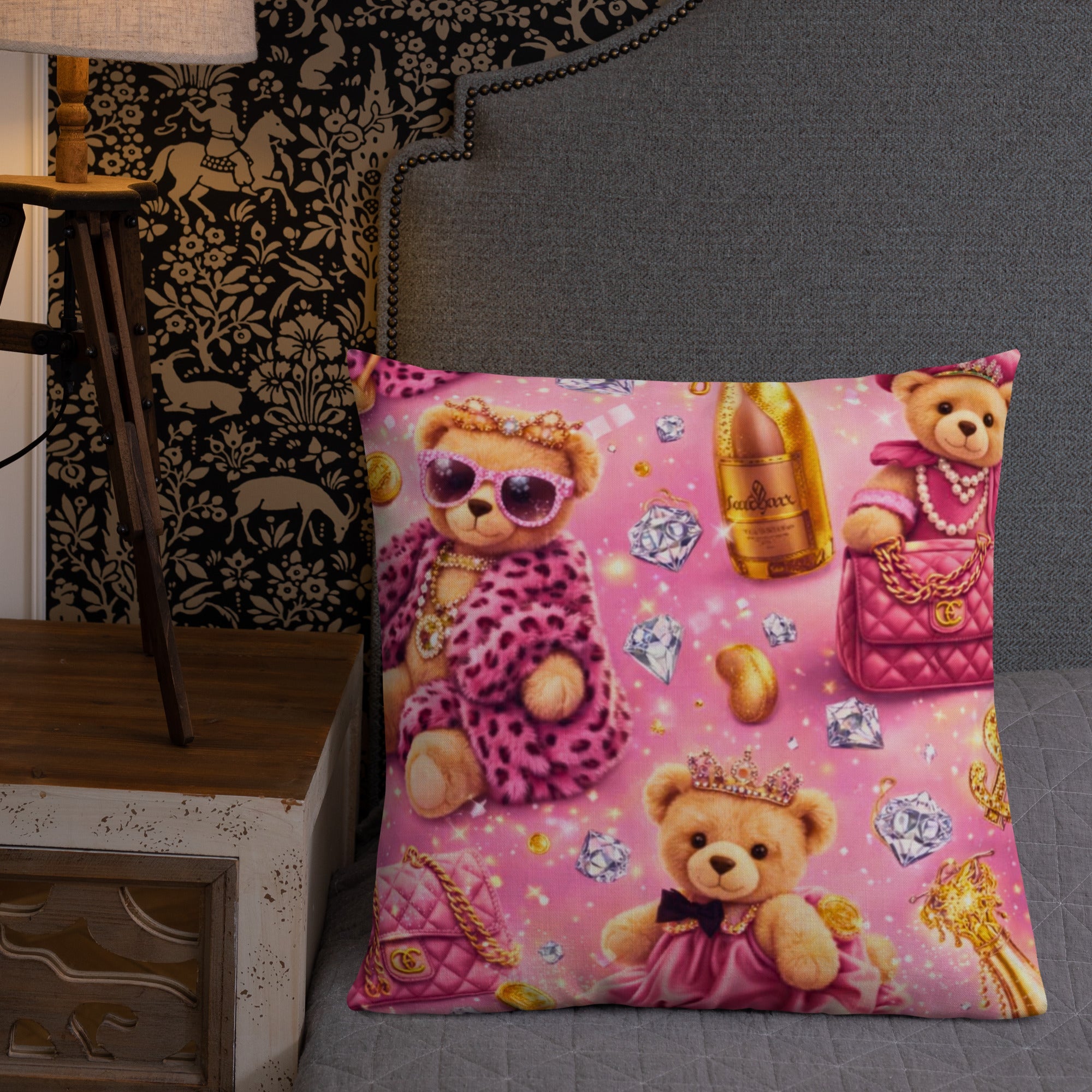 CGE Teddy Princess Kissen – Luxus Baby & Kinder Designer Kissen Pink Gold - CGE Teddy Couture