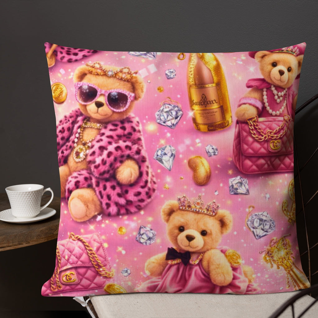 CGE Teddy Princess Kissen – Luxus Baby & Kinder Designer Kissen Pink Gold - CGE Teddy Couture