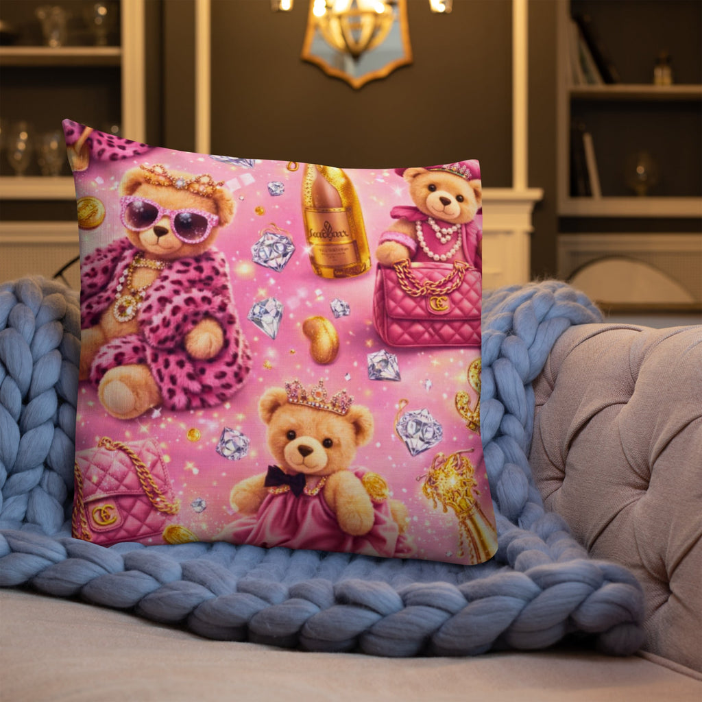 CGE Teddy Princess Kissen – Luxus Baby & Kinder Designer Kissen Pink Gold - CGE Teddy Couture