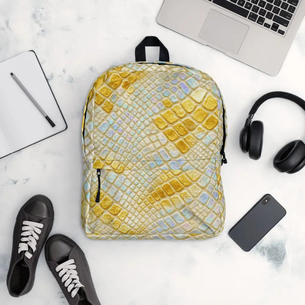 Holo Luxe Snake Backpack with 3D holographic snake print, water-resistant and stylish for school and travel