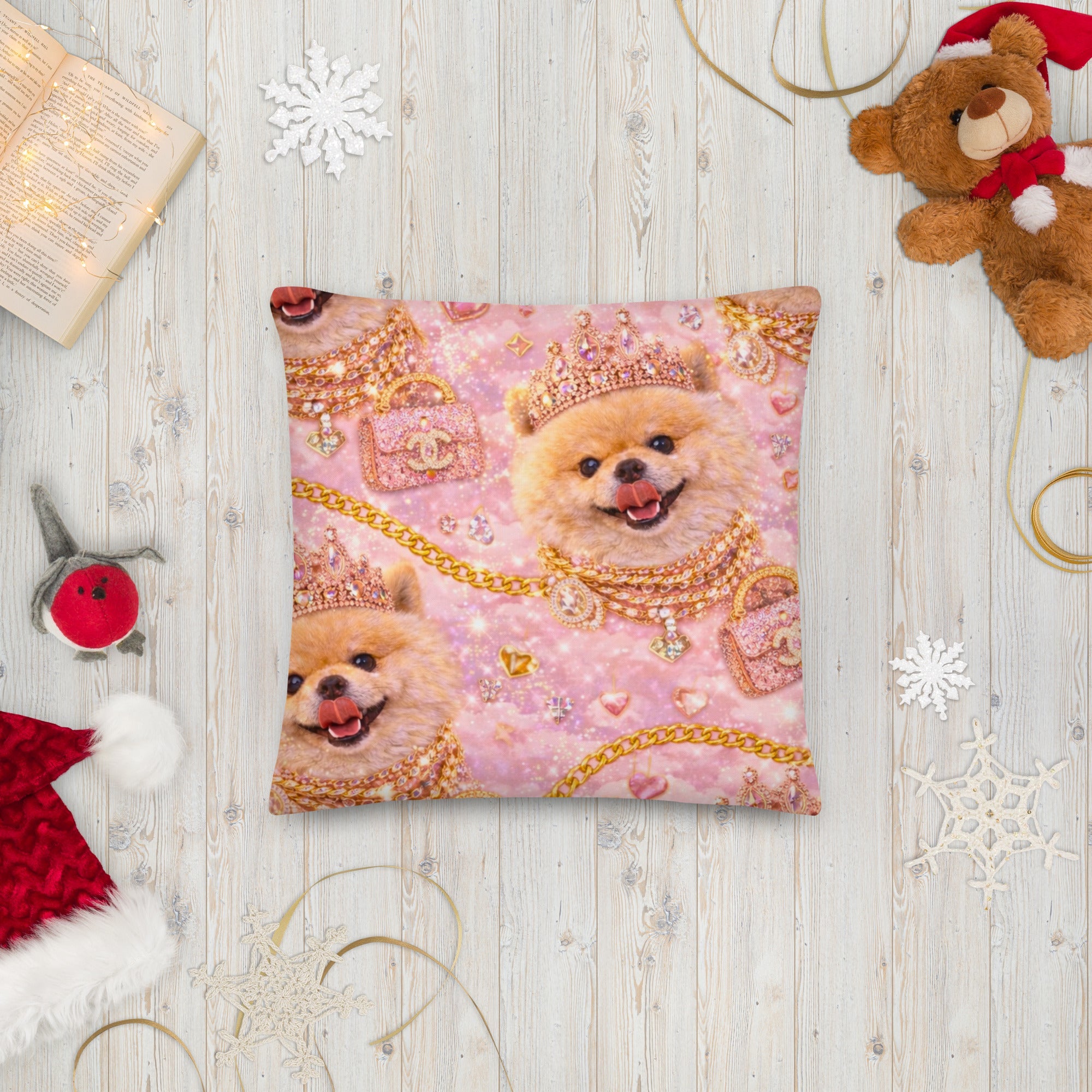 Kiko Glam Kissen 👑🐶 | Luxury Dekokissen Pink Gold | Limited Edition - CGE Teddy Couture
