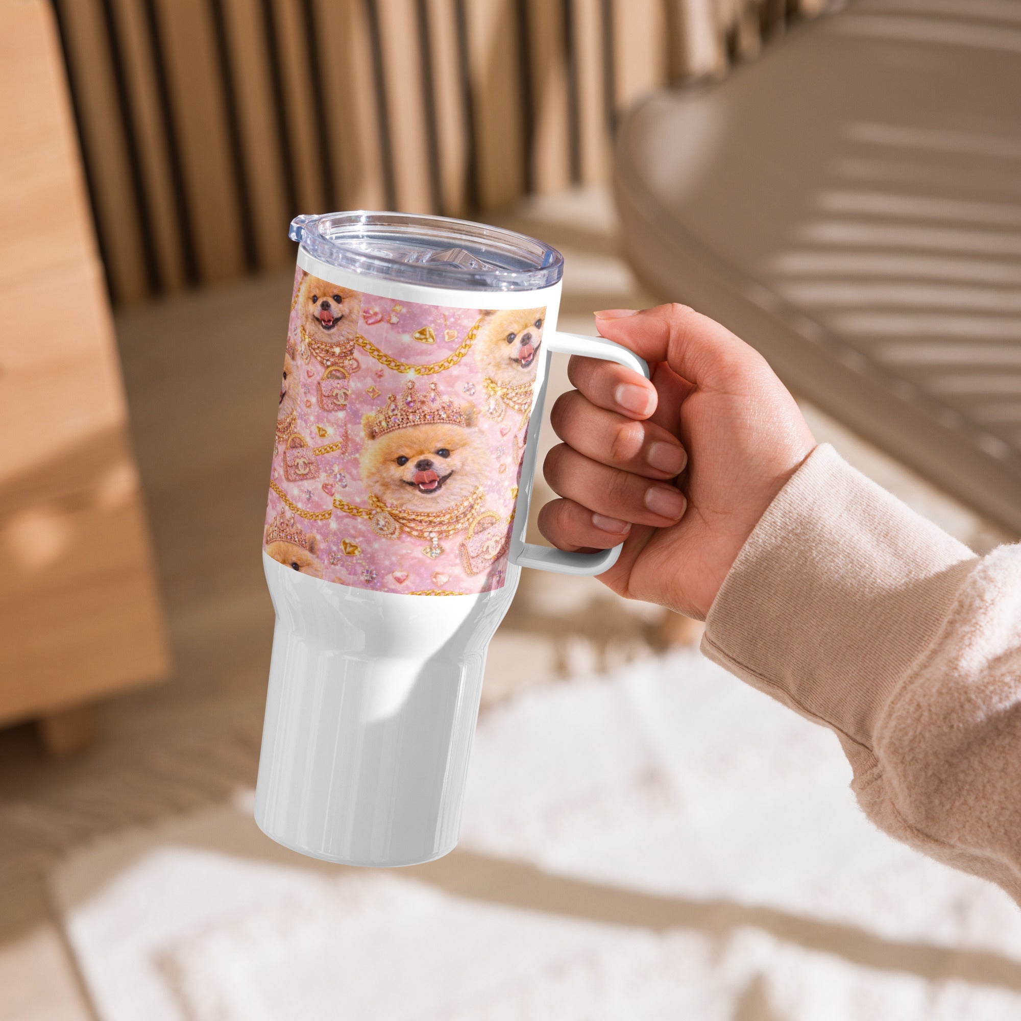 Kiko Glam Travel Mug 👑🐶 | Luxury Thermobecher mit Griff | Limited Edition - CGE Teddy Couture