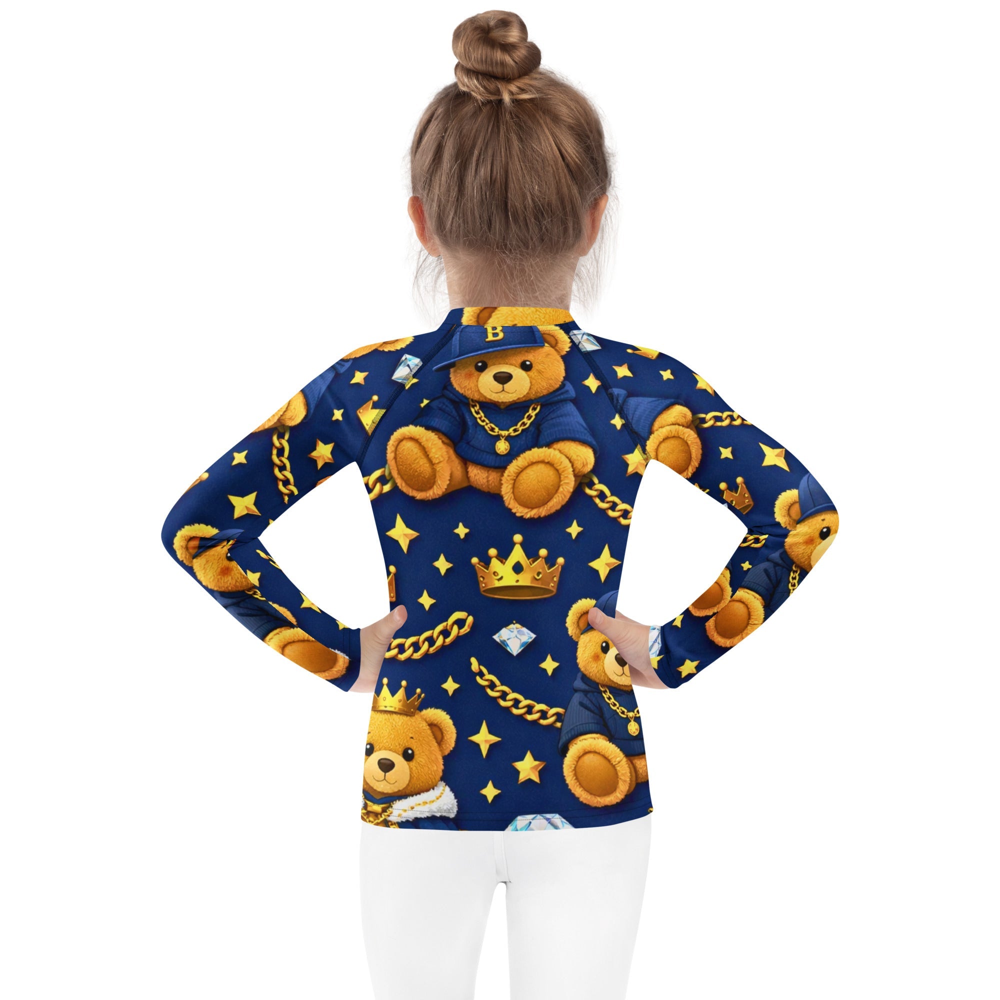 Luxus Designer Kinder Shirt mit Teddy Muster in Blau & Gold – stylisch, bequem und einzigartig - CGE Teddy Couture