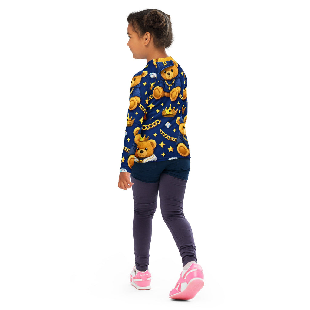 Luxus Designer Kinder Shirt mit Teddy Muster in Blau & Gold – stylisch, bequem und einzigartig - CGE Teddy Couture